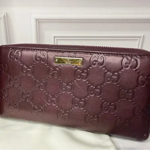 Gucci Bordeaux Guccissima Leather Zip-Around Wallet — Full Inclusion - Picture 4 of 9